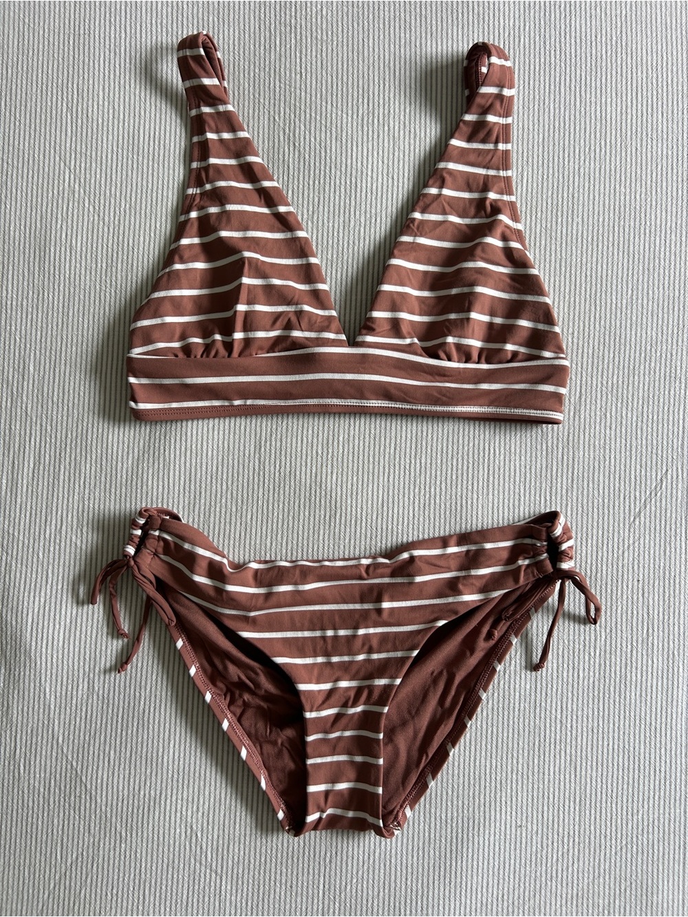 Sky Rust & White Striped Two-Piece Bikini